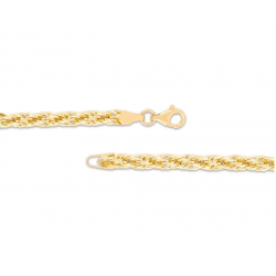 Hollow Rope Chain Bracelet 10K Yellow Gold 7mm